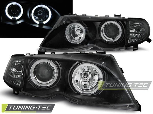 Coppia di Fari Anteriori per BMW E46 Serie 3 2001-2005 Angel Eyes LED