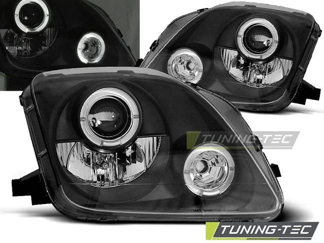 COPPIA FARI FANALI ANTERIORI HONDA PRELUDE 02/97-01 ANGEL EYES NERO