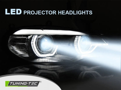 COPPIA FANALI FARI ANTERIORI FULL LED NERO ANGEL EYES BMW X5 E70 07-10 CON AFS