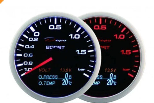 Manometro EGT Temperatura Gas di scarico 4 in 1 DEPO 60mm Olio acqua Voltmetro