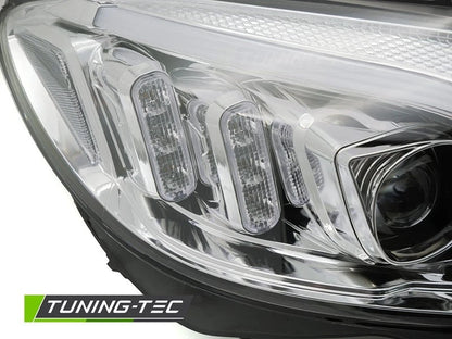 COPPIA FARI FANALI ANTERIORI TUBELIGHT LED CROMATO MERCEDES W205 2014 - 2018