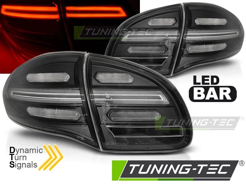 COPPIA FARI FANALI POSTERIORI PORSCHE CAYENNE 10-15 BLACK LED SEQUENZIALE