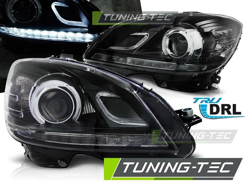 COPPIA Fari Fanali Anteriori Mercedes Classe C W204 07-10 Led Dayline Tube Light