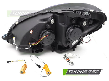 COPPIA FANALI FARI ANTERIORI TUBELIGHT LED CROMATI DRL MERCEDES W204 2011 - 2014