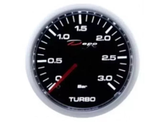 Manometro Strumento 52mm DEPO Pressione Turbo 0 +3 BAR Nero MECCANICO