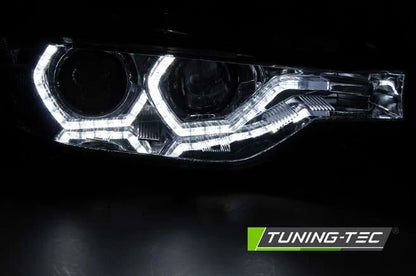 Coppia Fari Fanali F30 F31 LCI 2015 2018 ANGEL EYES LED Cromato ALOGENI