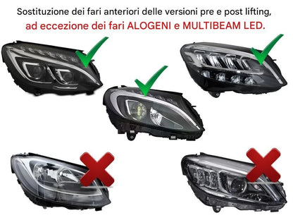 COPPIA FARI FANALI FULL LED NERI MERCEDES W205 2014 - 2021