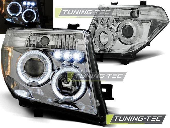 Coppia Fari Anteriori Nissan Navara D40 Pathfinder 05-10 a Led Angel Eyes