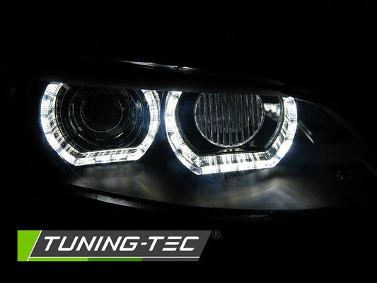 COPPIA FARI FANALI ANTERIORI XENON ANGEL EYES LED NERO PER BMW E92 05-10  NO AFS