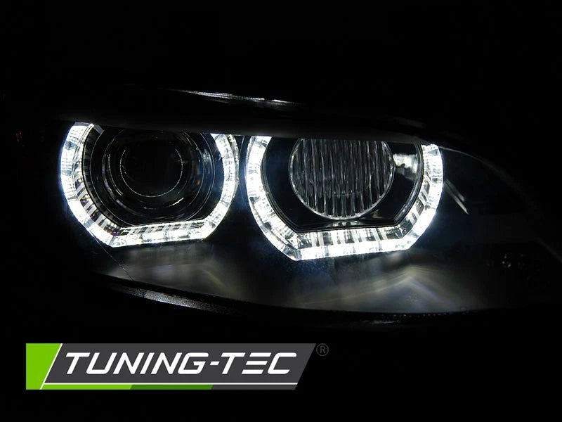 COPPIA FARI FANALI ANTERIORI XENON ANGEL EYES LED NERO BMW E92 05-10  CON AFS