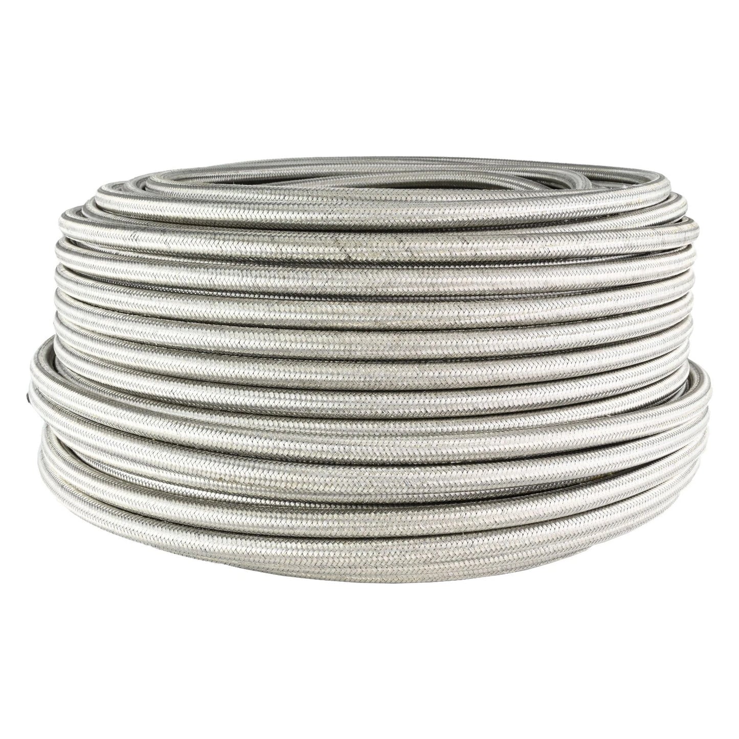 tubo rinforzato benzina 8 mm An6 in treccia acciaio nero gomma e maglia nylon