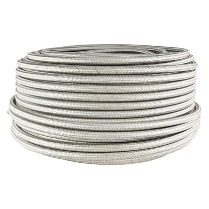 tubo rinforzato benzina 8 mm An6 in treccia acciaio nero gomma e maglia nylon