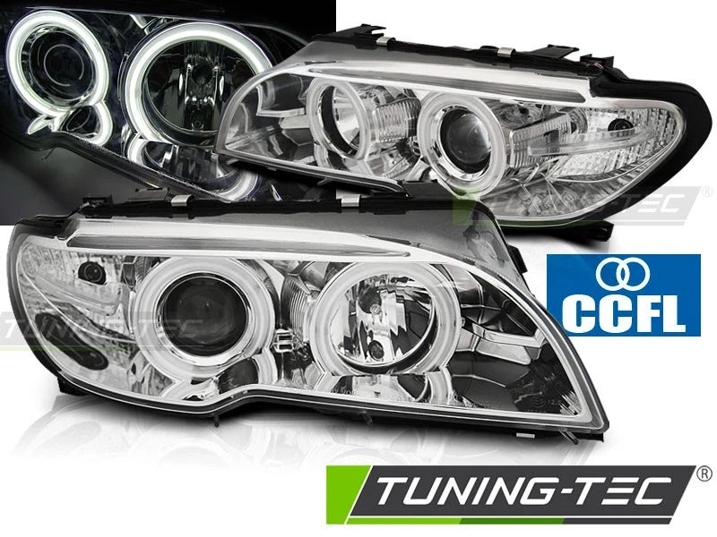FARI ANGEL EYES CCFL CROMATI adatti per BMW E46 2003 - 2006 COUPE CABRIO