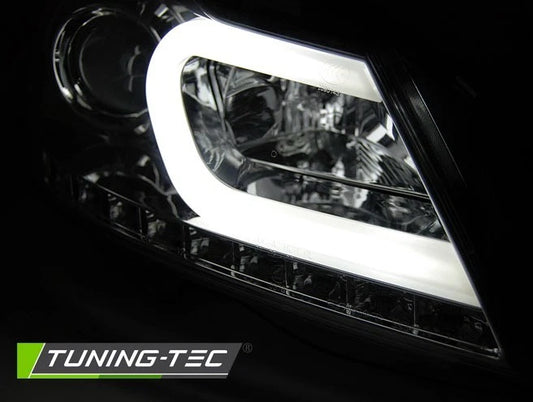 COPPIA FARI FANALI ANTERIORI MERCEDES W204 2011-2014 LED LTI LIGHT TUBE