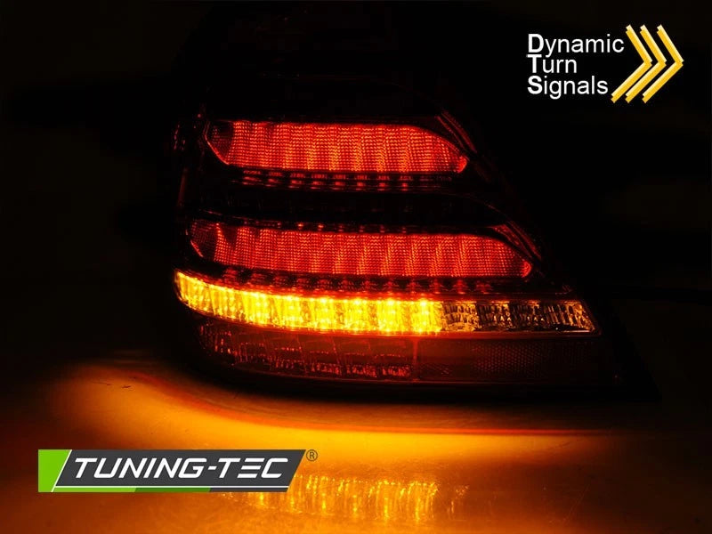 COPPIA FARI FANALI POSTERIORI MERCEDES W203 SEDAN 04-07 RED SMOKE LED BAR