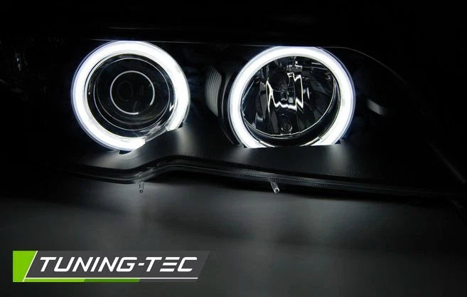 FARI ANGEL EYES CCFL NERI adatti per BMW E46 2003 - 2006 COUPE CABRIO XENON
