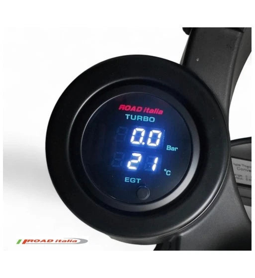 manometro pressione turbo + egt digitale doppia vista 52mm ROAD ITALIA CON SONDA
