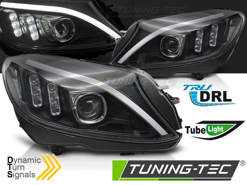 COPPIA FARI FANALI ANTERIORI TUBELIGHT LED NERO MERCEDES W205 2014 - 2018