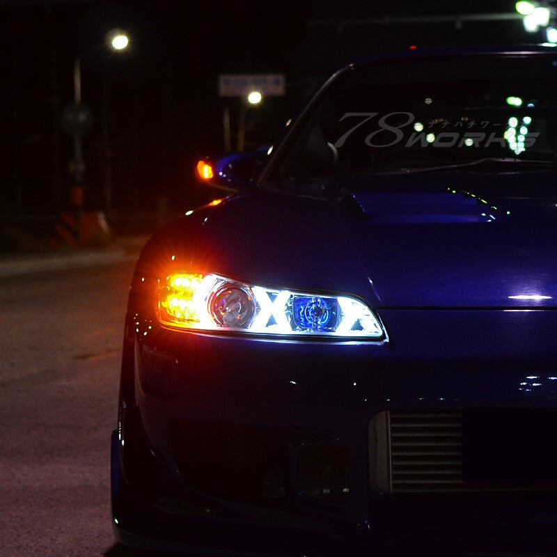 COPPIA FARI FANALI ANTERIORI ANGEL EYES NISSAN SILVIA S15 200SX Navan 78Works