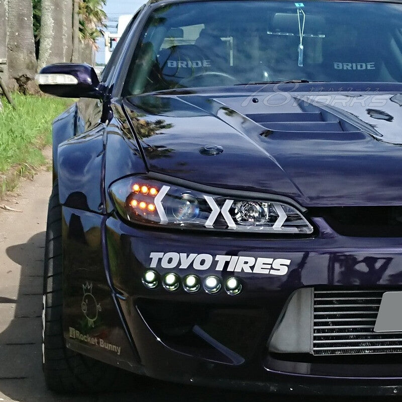 COPPIA FARI FANALI ANTERIORI ANGEL EYES NISSAN SILVIA S15 200SX Navan 78Works